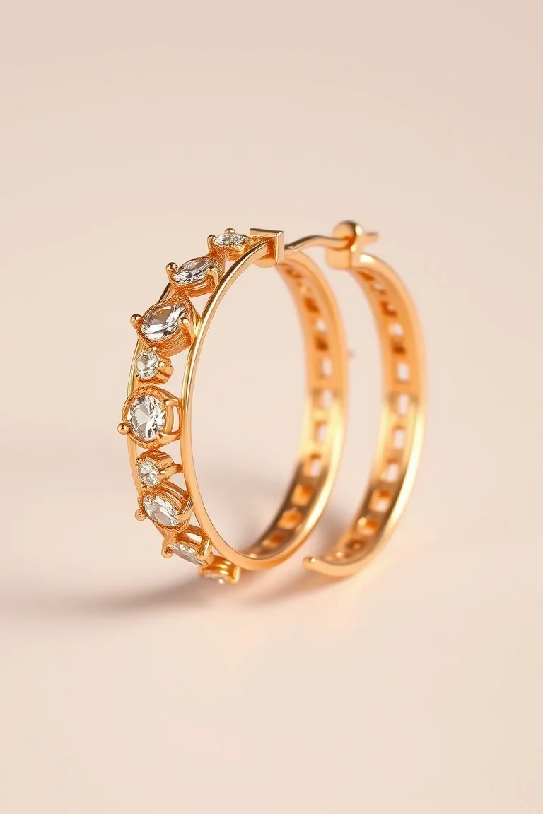 14K Fancy Hoop Earrings