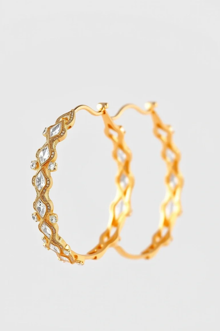 14K Fancy Hoop Earrings