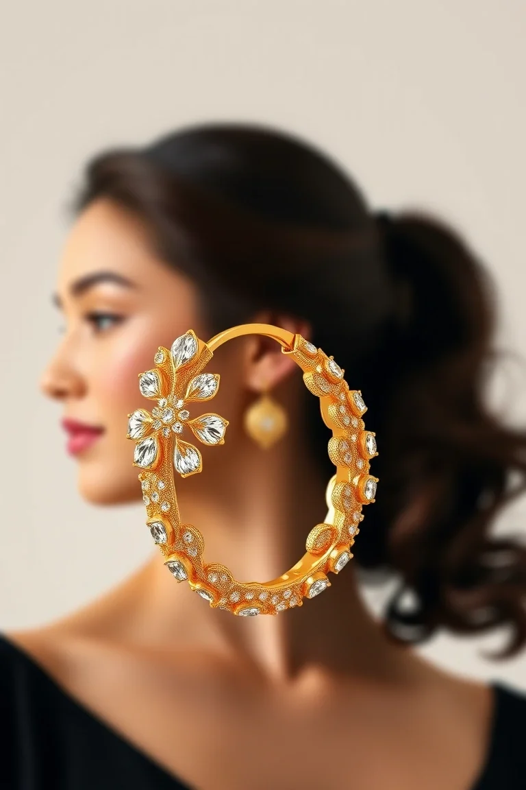 14K Fancy Hoop Earrings