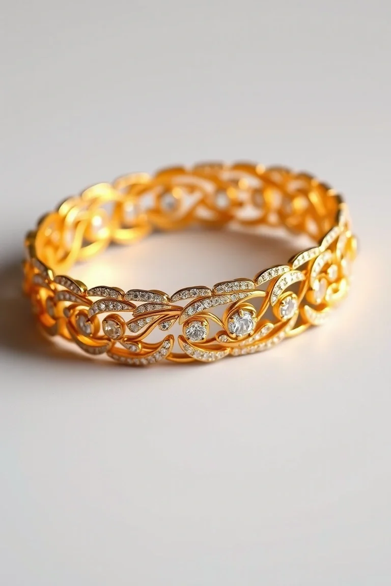 14K Fancy Semi-hollow Bracelet 7 In.