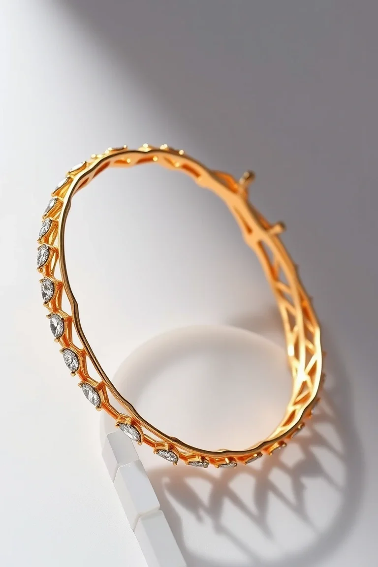 14K Fancy Semi-hollow Bracelet 7 In.