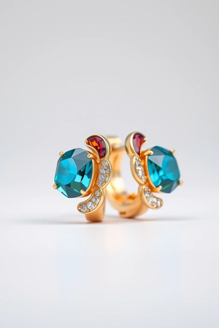 14K Fancy Tri-colored Earrings