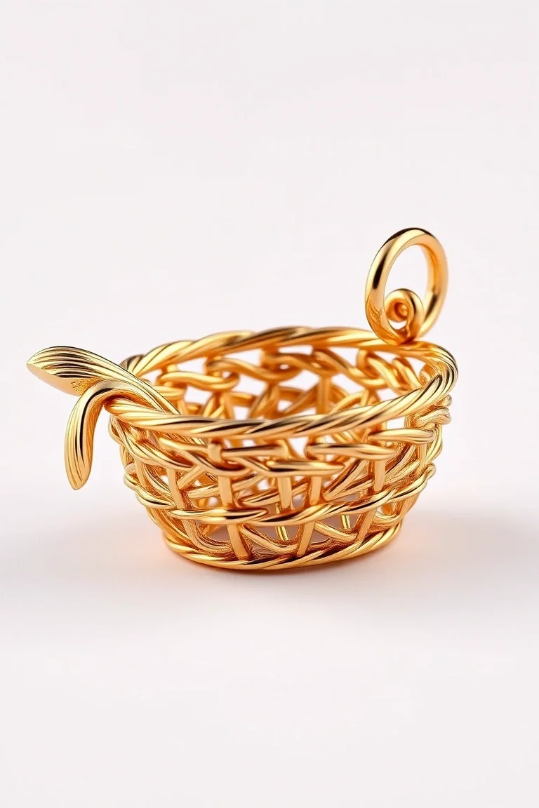 14K Fishing Basket Charm