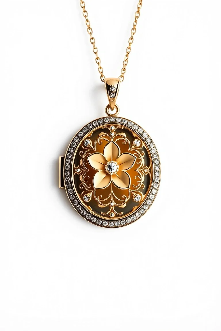 14K Floral Locket