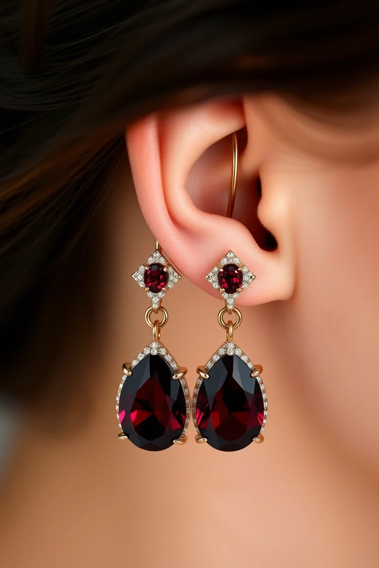 14K Garnet Earrings-January