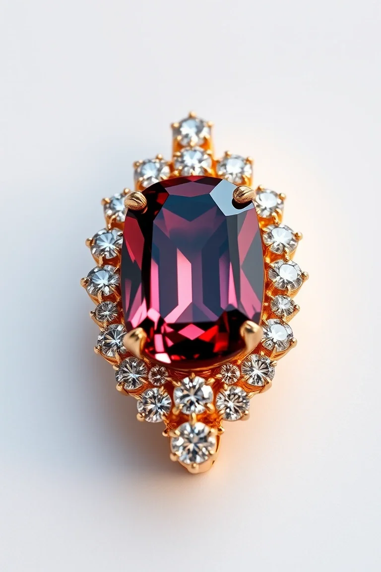 14K GARNET/DIAMOND OMEGA SLIDE