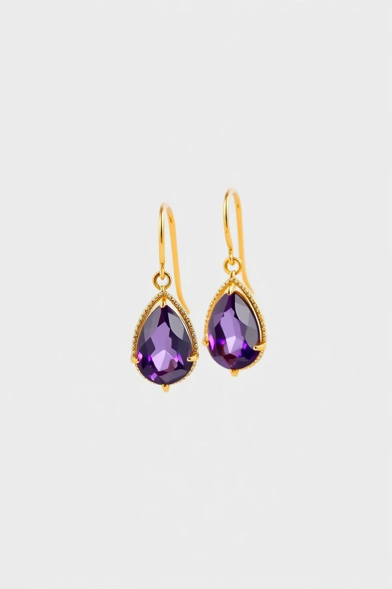 14K Gold Amethyst Earrings