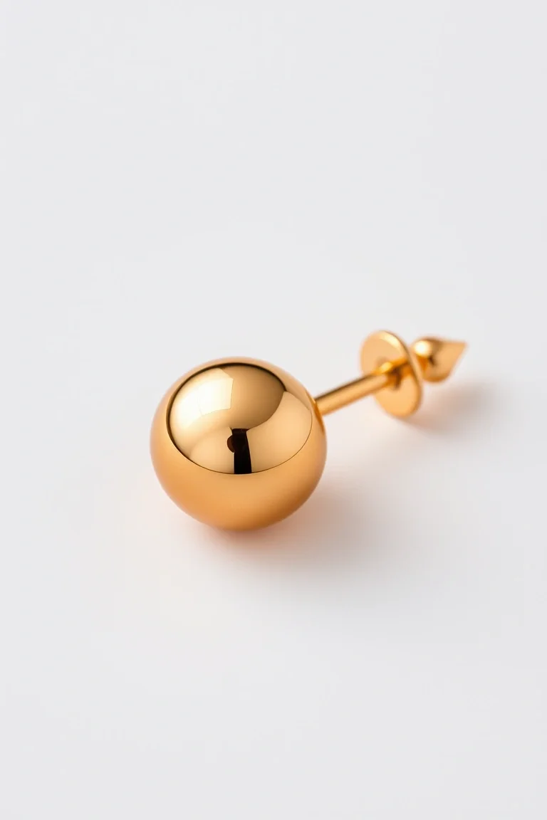 14K Gold Ball Earring