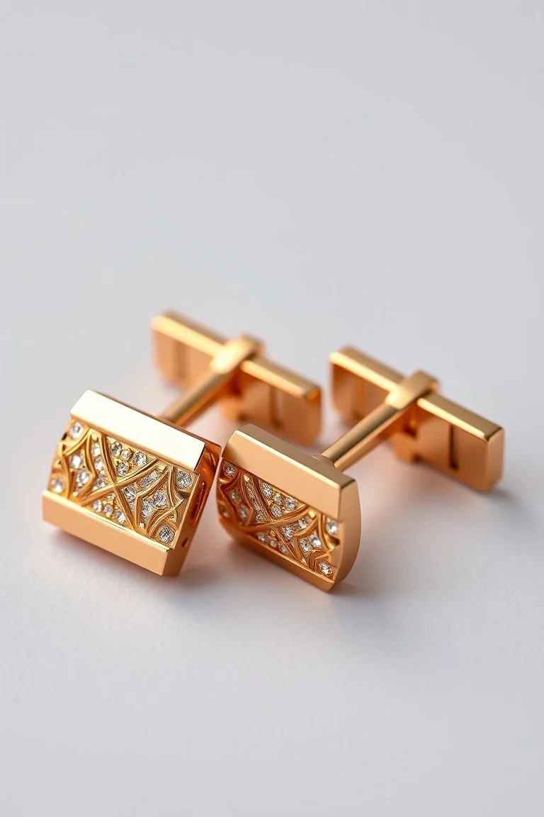 14K Gold Mens Cuff Links