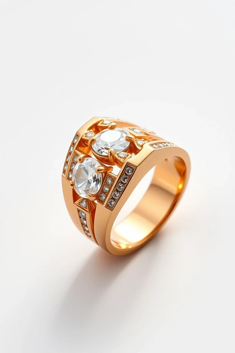 14K Gold Mens Diamond Ring AAA Quality