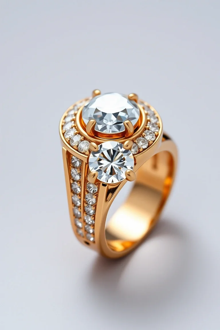14K Gold Mens Diamond Ring AAA Quality