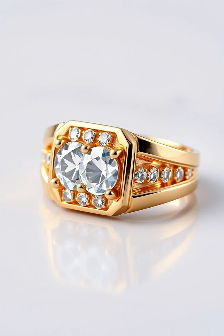 14K Gold Mens Diamond Ring AAA Quality