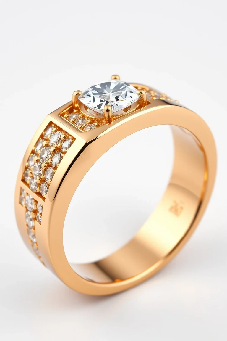 14K Gold Mens Diamond Ring VS Quality