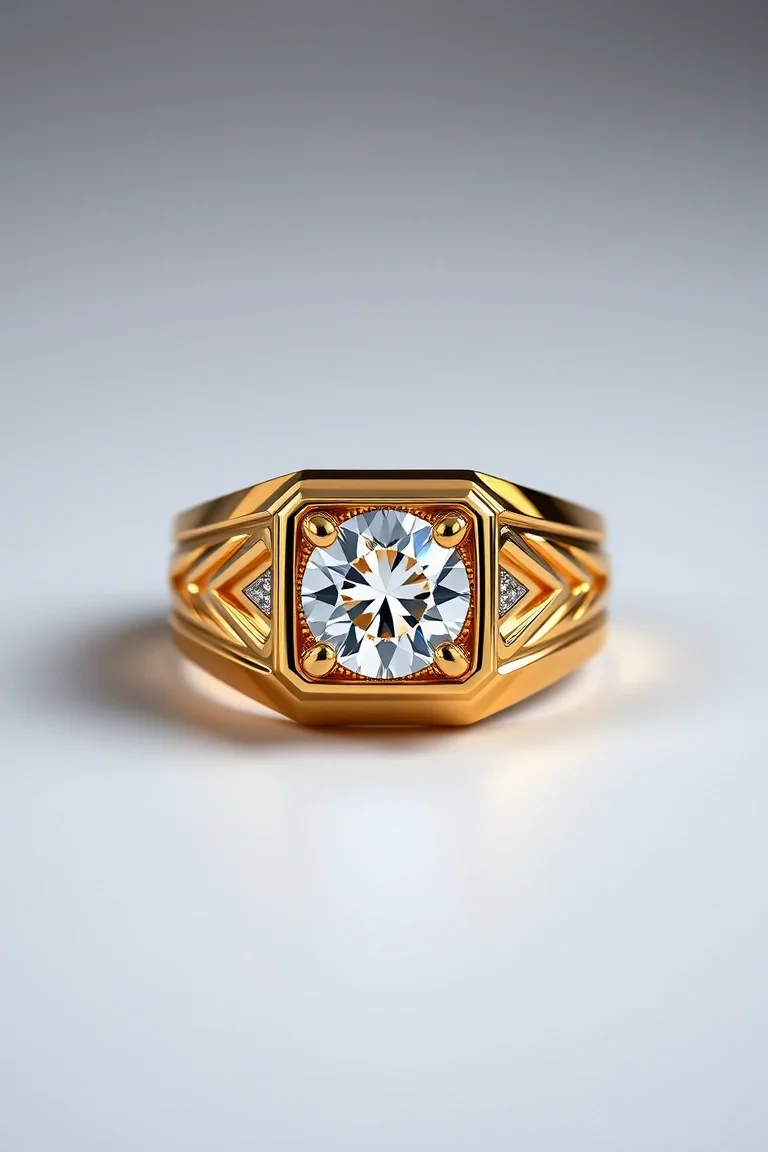 14K Gold Mens Diamond Ring VS Quality