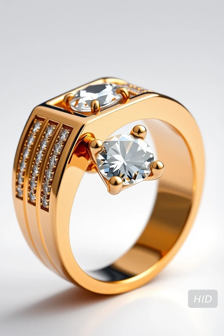 14K Gold Mens Diamond Ring VS Quality