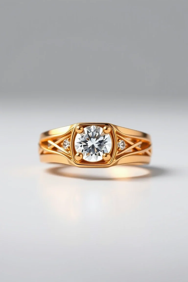 14K Gold Mens Diamond Ring VS Quality