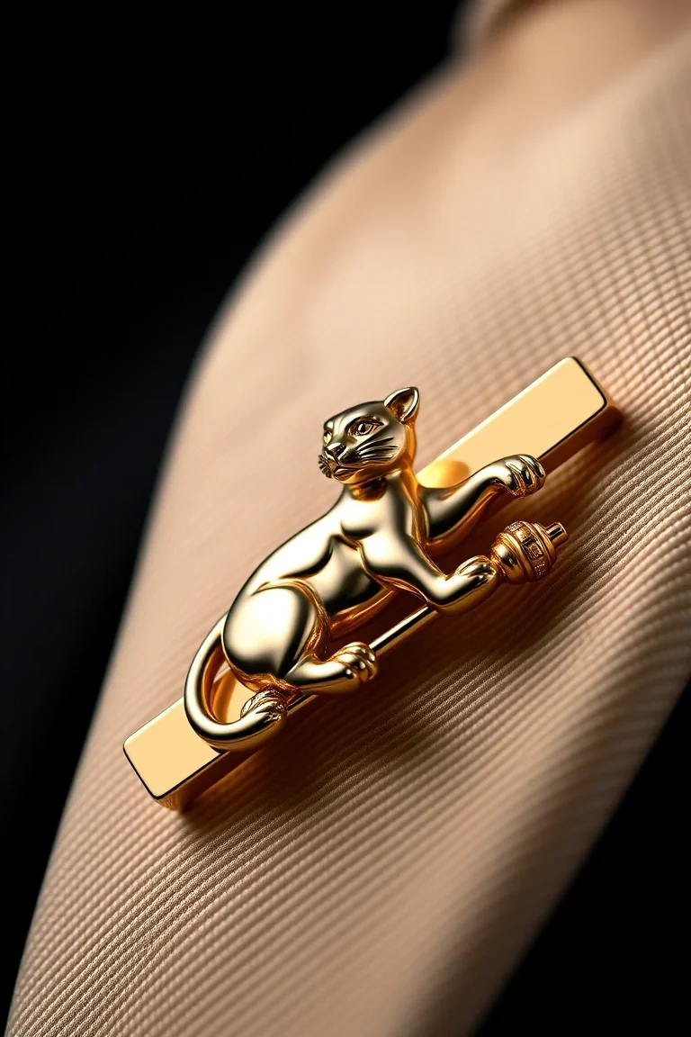 14K Gold Tie Bar with Panther