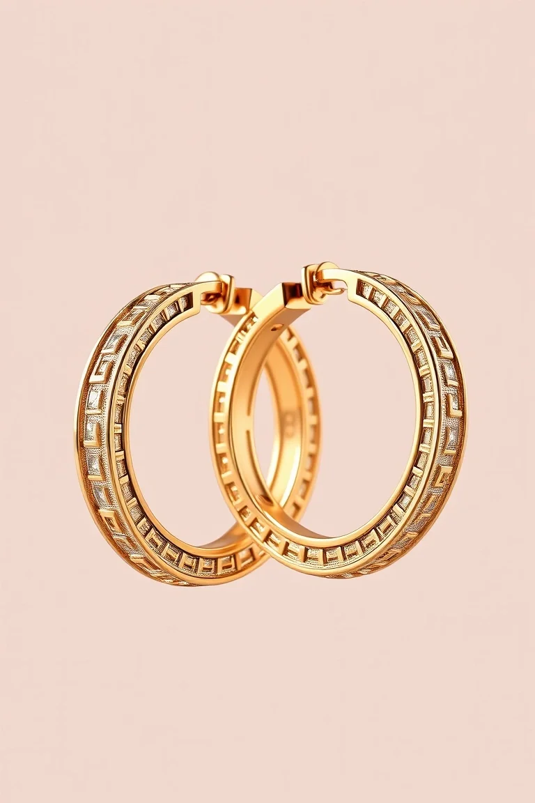 14K Greek Hoop Earrings