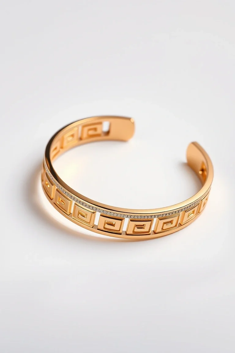 14K Greek Key Bracelet 7 In.