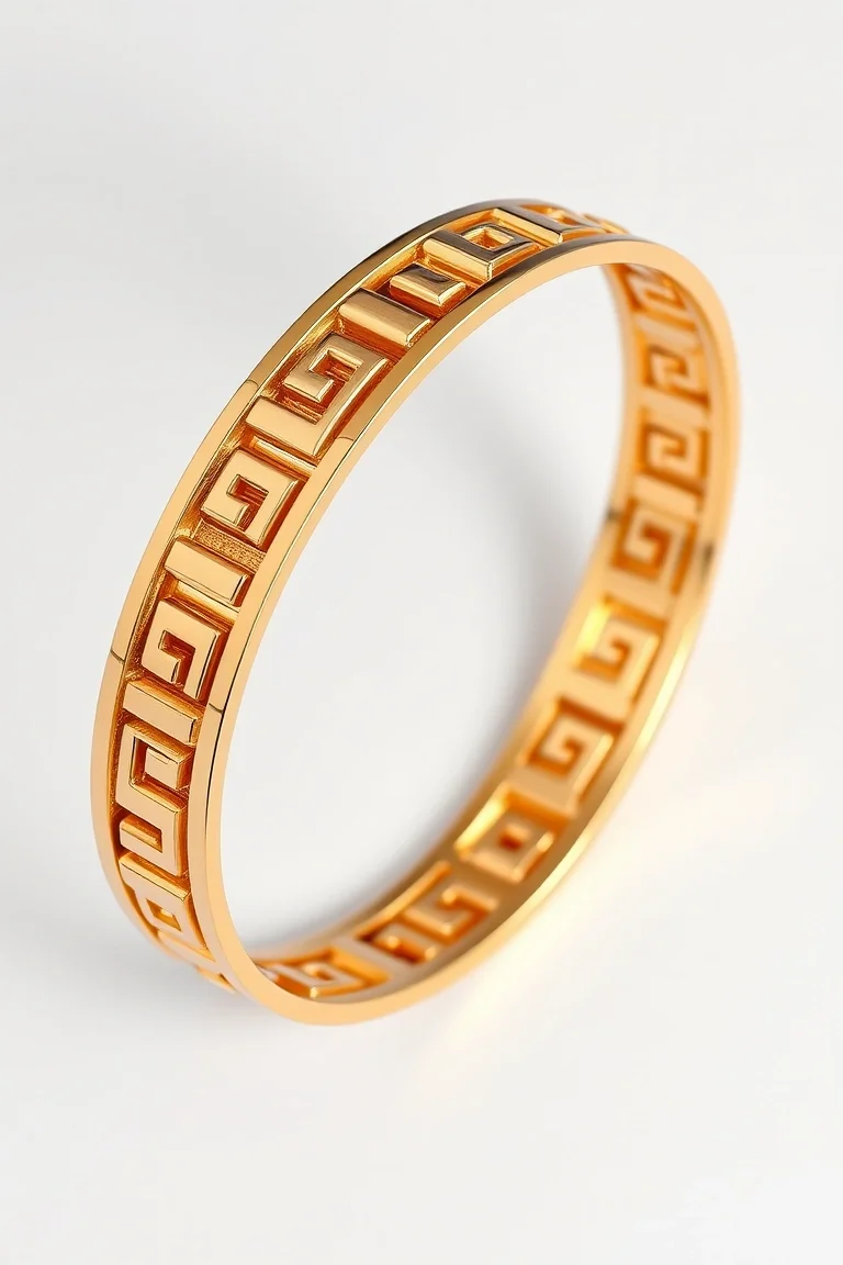 14K Greek Key Bracelet 7 In.