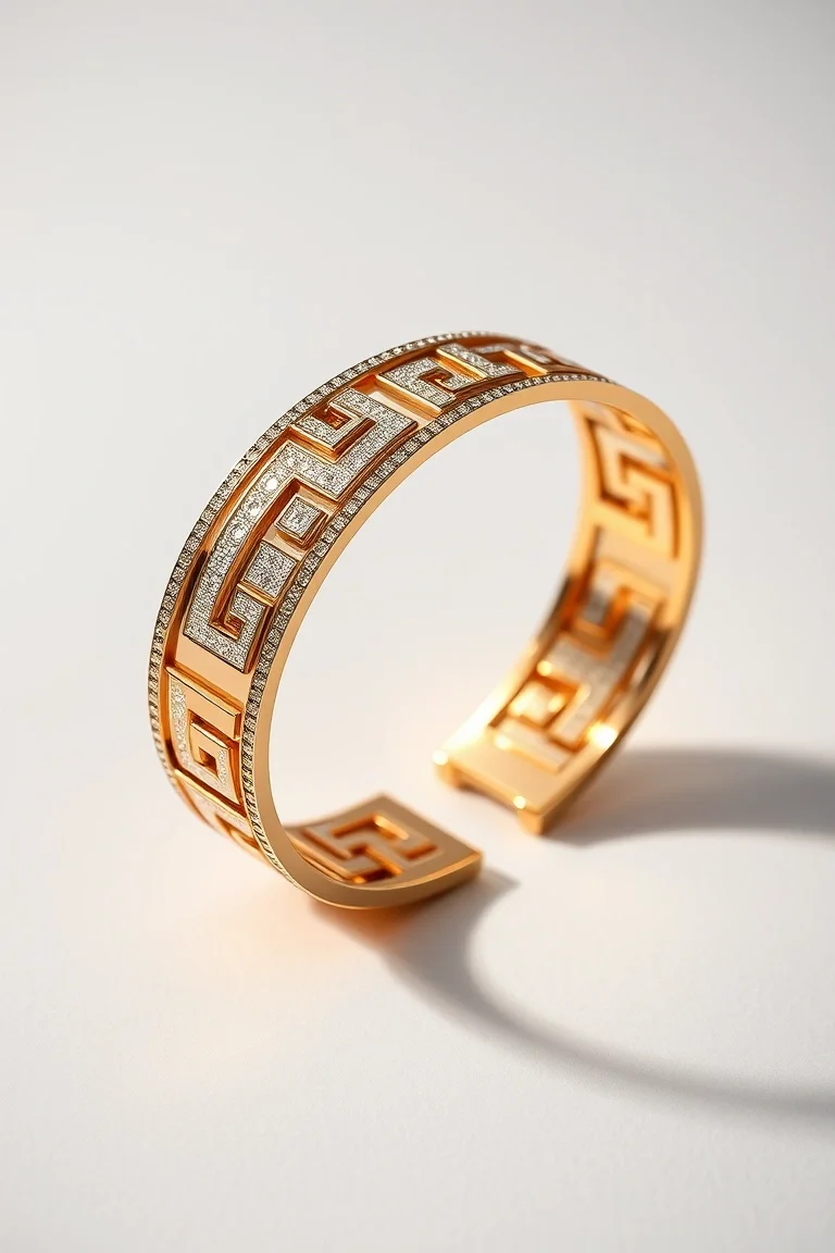 14K Greek Key Bracelet 7 In.