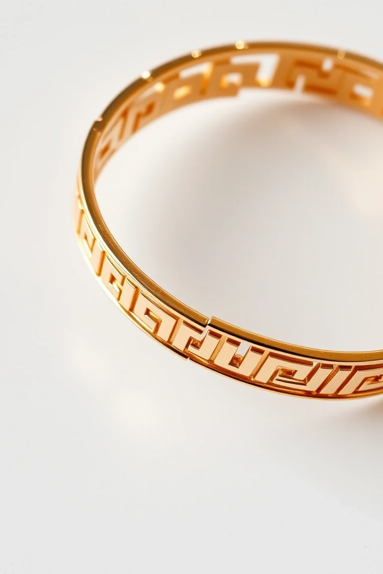14K Greek Key Bracelet 7 In.