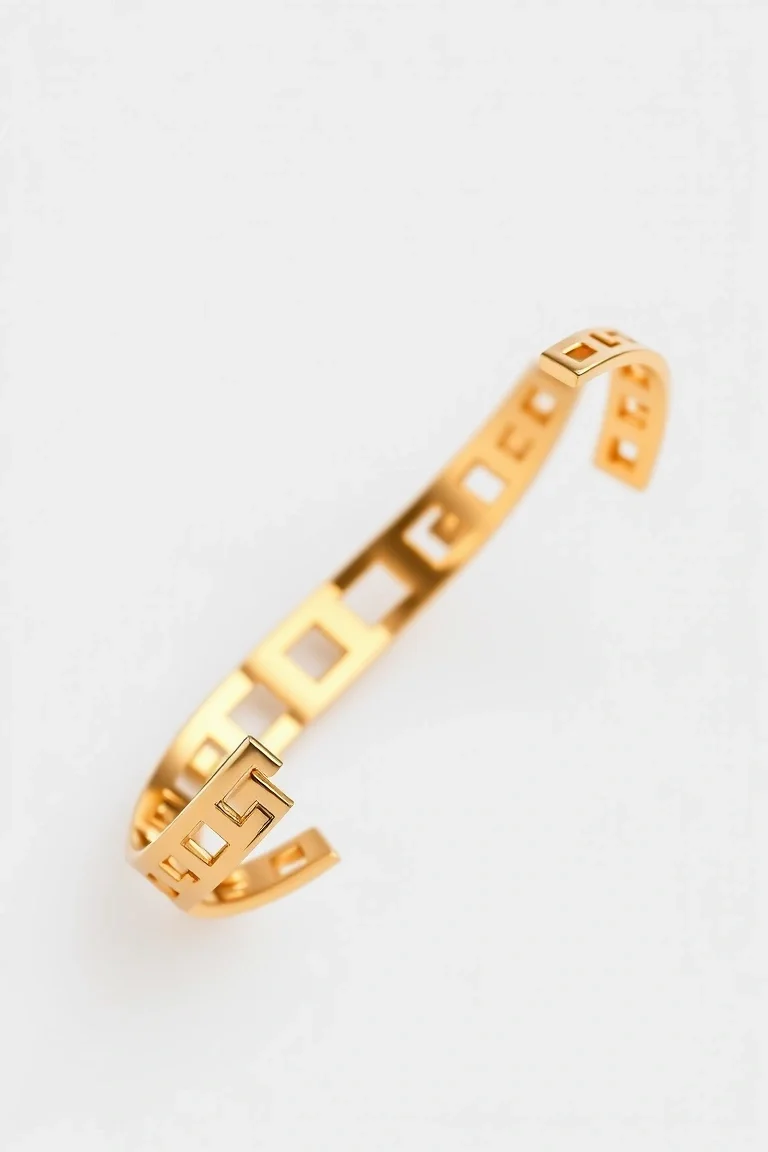 14K Greek Key Bracelet 7 In.