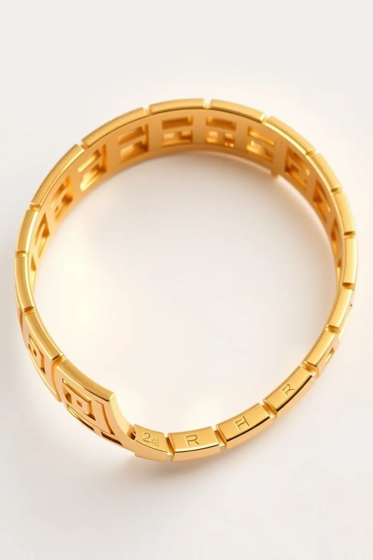 14K Greek Key Bracelet 7 In.