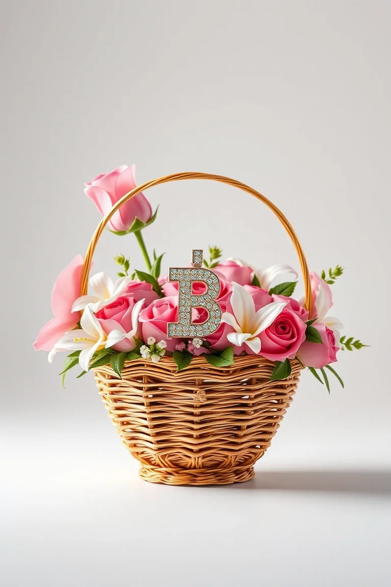 14k Happy Birthday With Flower Basket B Quality