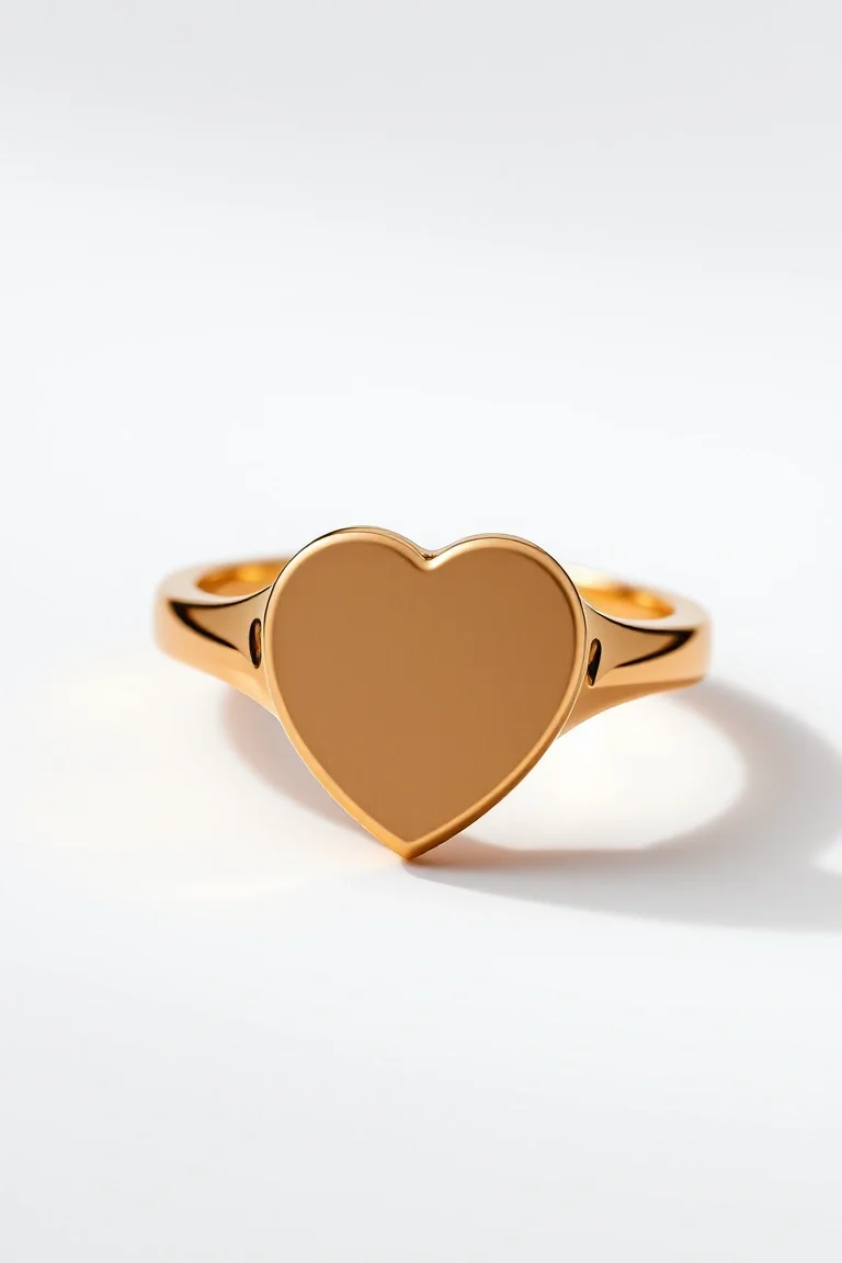 14K Heart Signet Ring