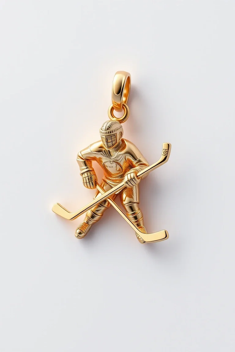 14K Hockey Player Charm
