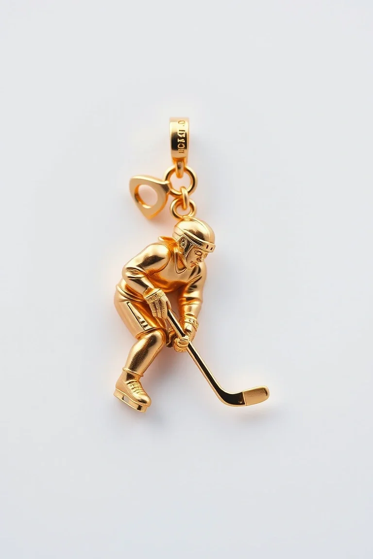 14K Hocky Player Charm