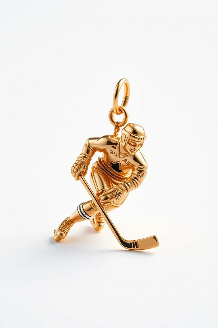 14K Hocky Player Charm