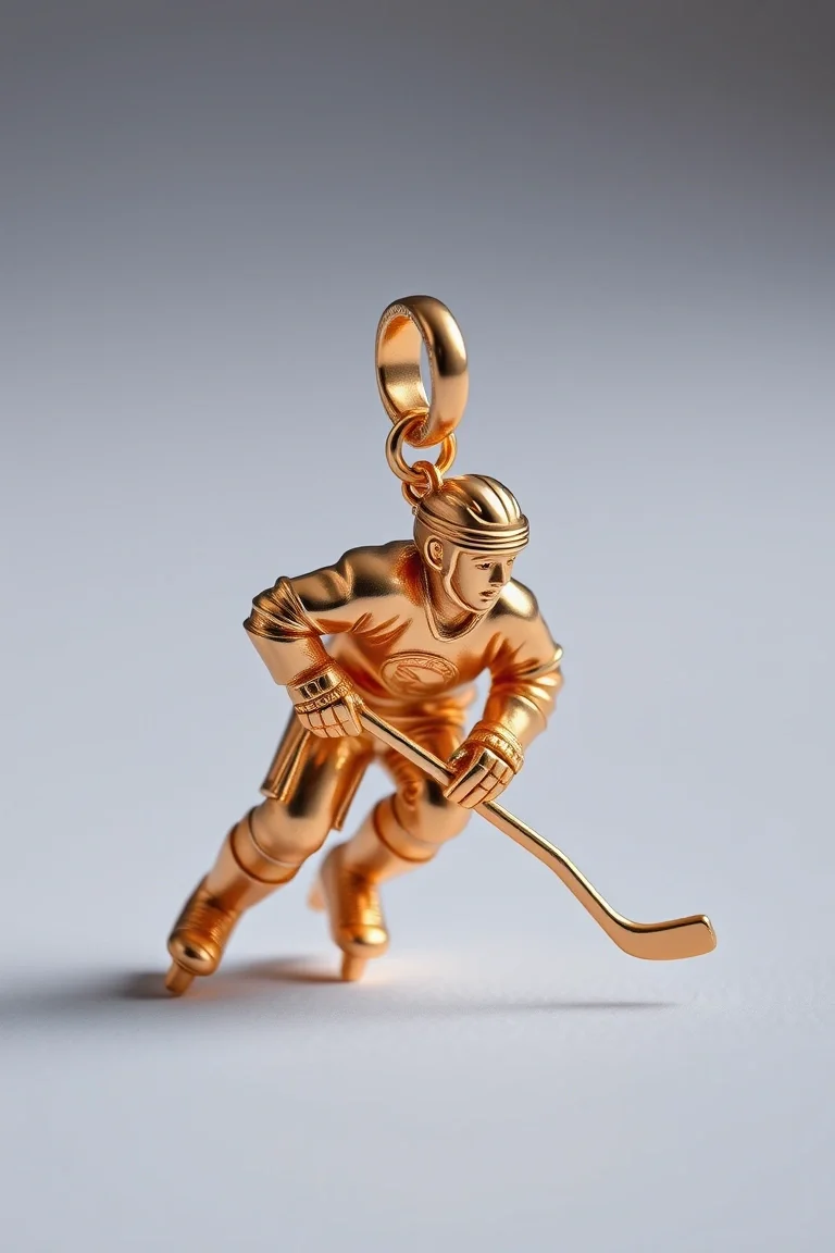 14K Hocky Player Charm