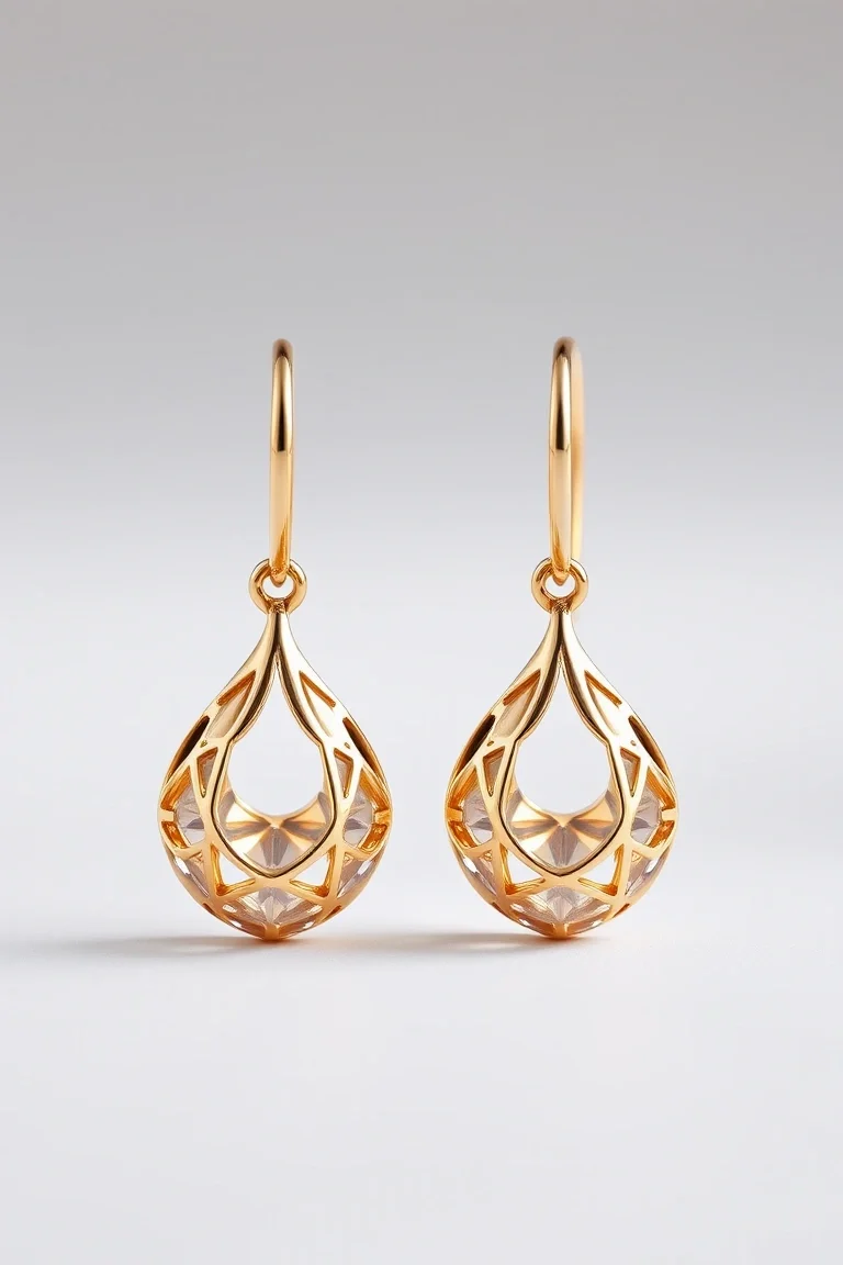 14K Hollow Faceted Earrings