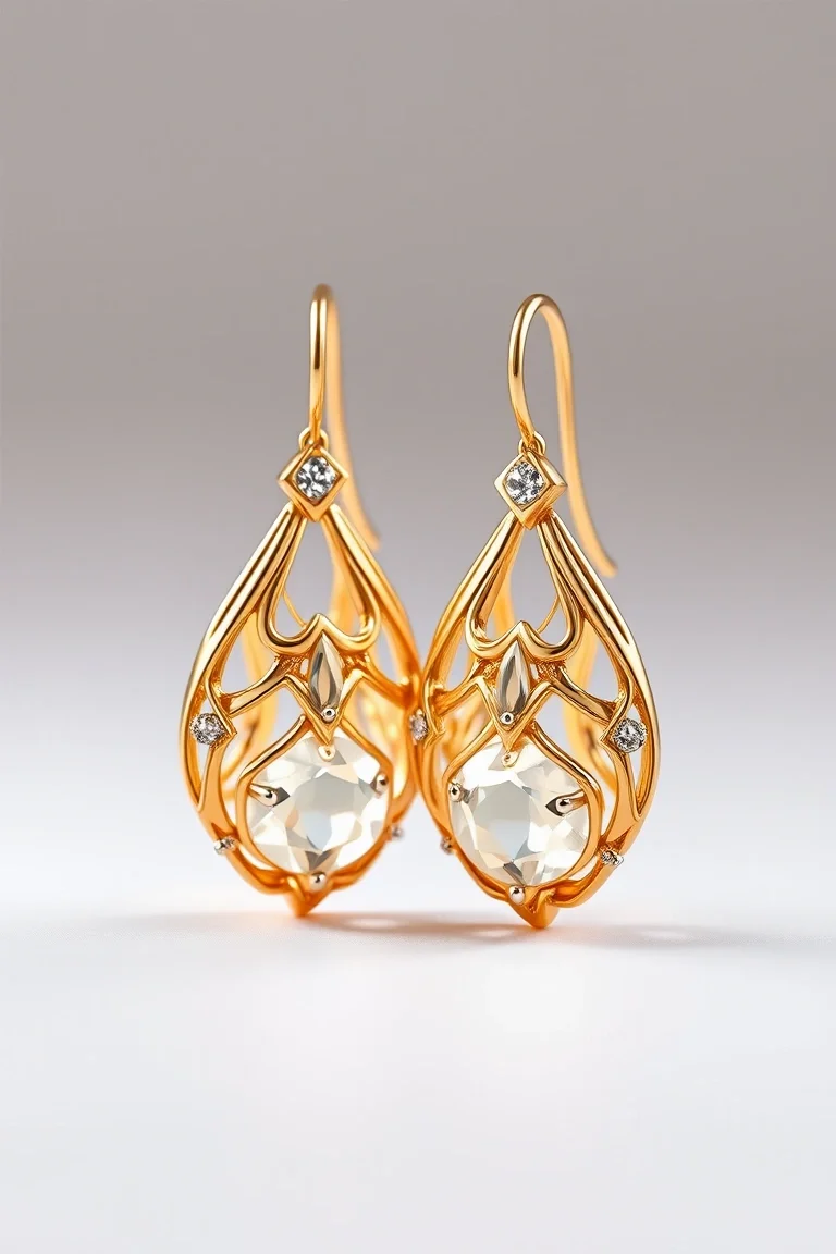 14K Hollow Faceted Earrings