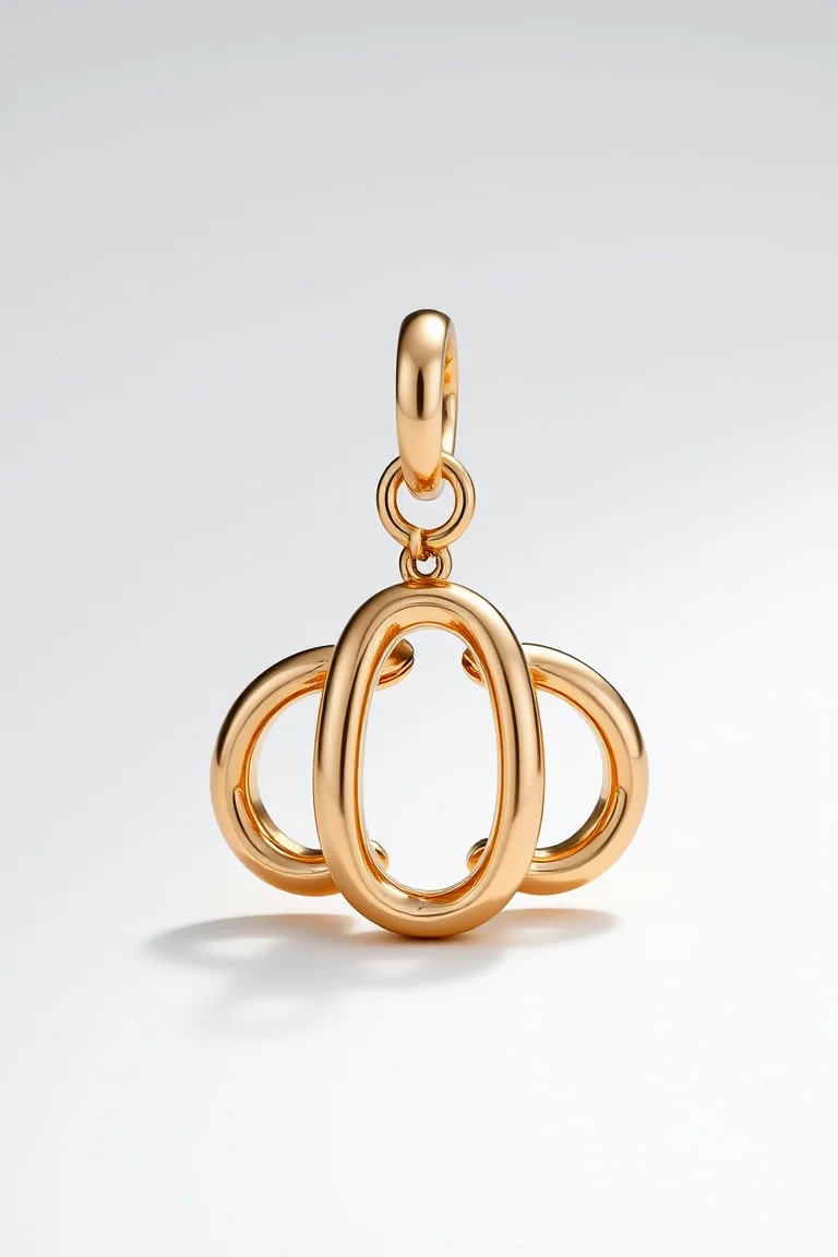 14K Hollow Triple Link Charm 7 In.
