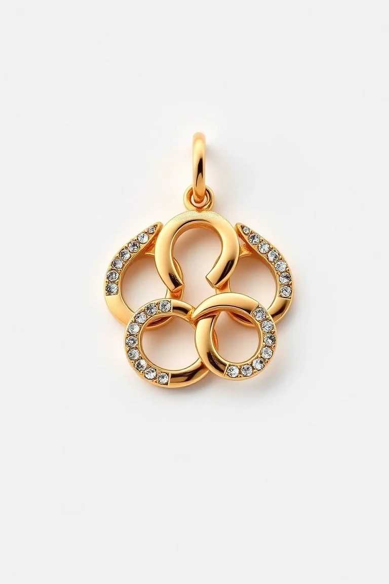 14K Hollow Triple Link Charm 7 In.