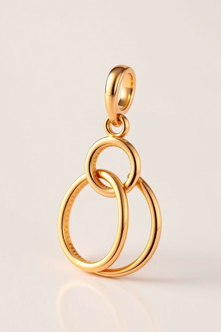 14K Hollow Triple Link Charm 7 In.