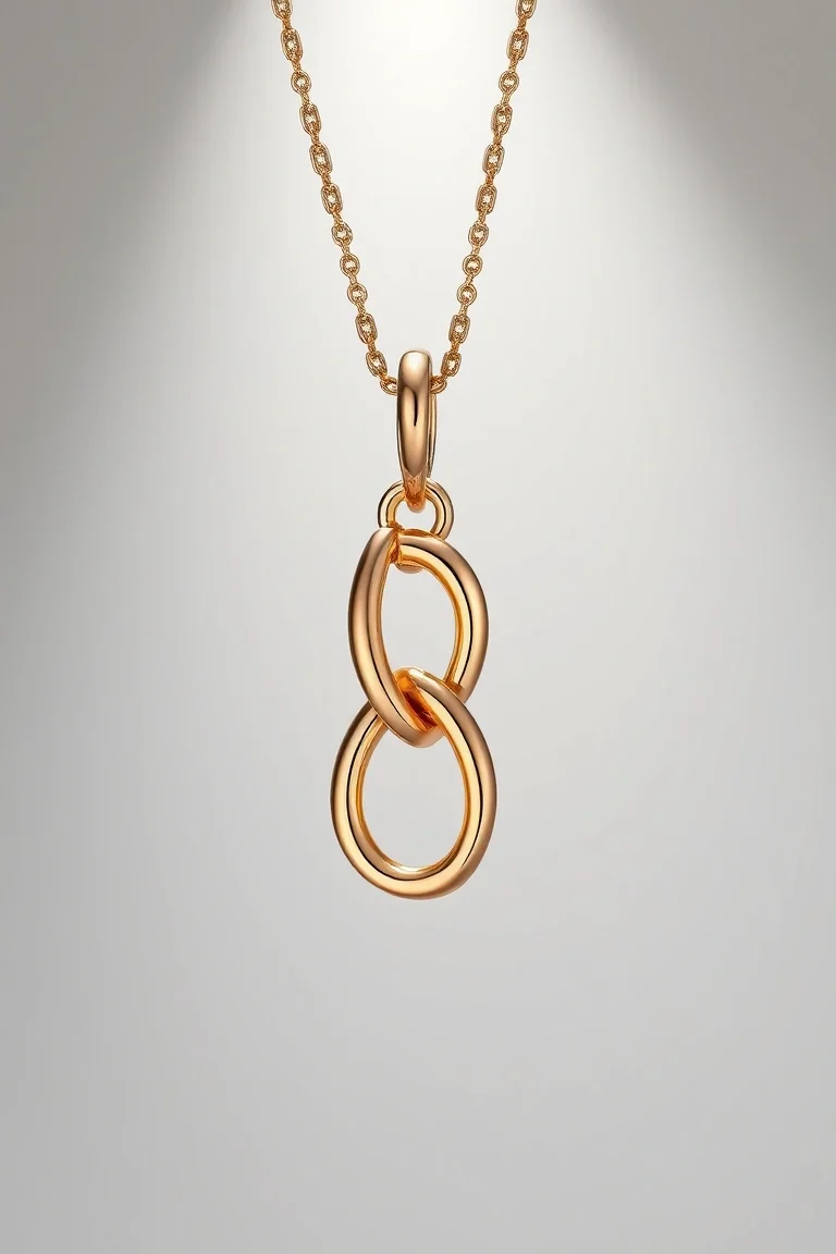 14K Hollow Triple Link Charm 8 In.