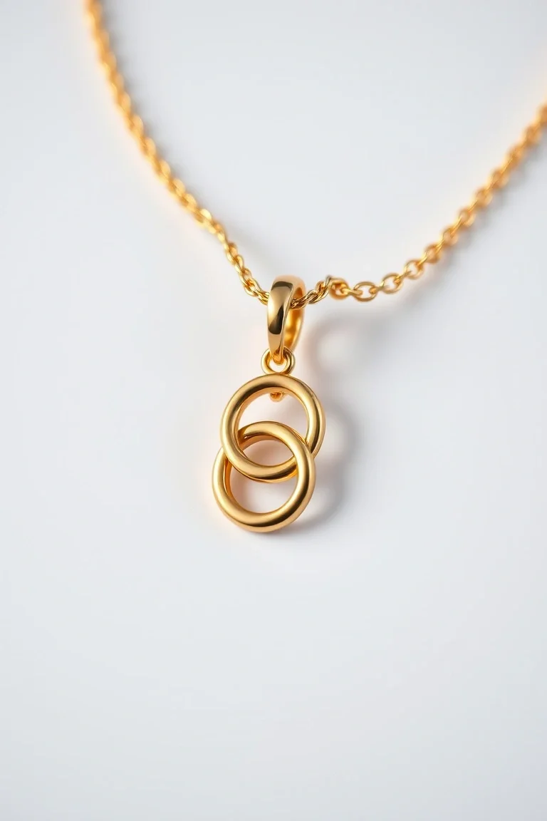 14K Hollow Triple Link Charm 8 In.