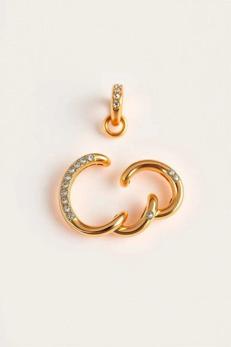 14K Hollow Triple Link Charm 8 In.