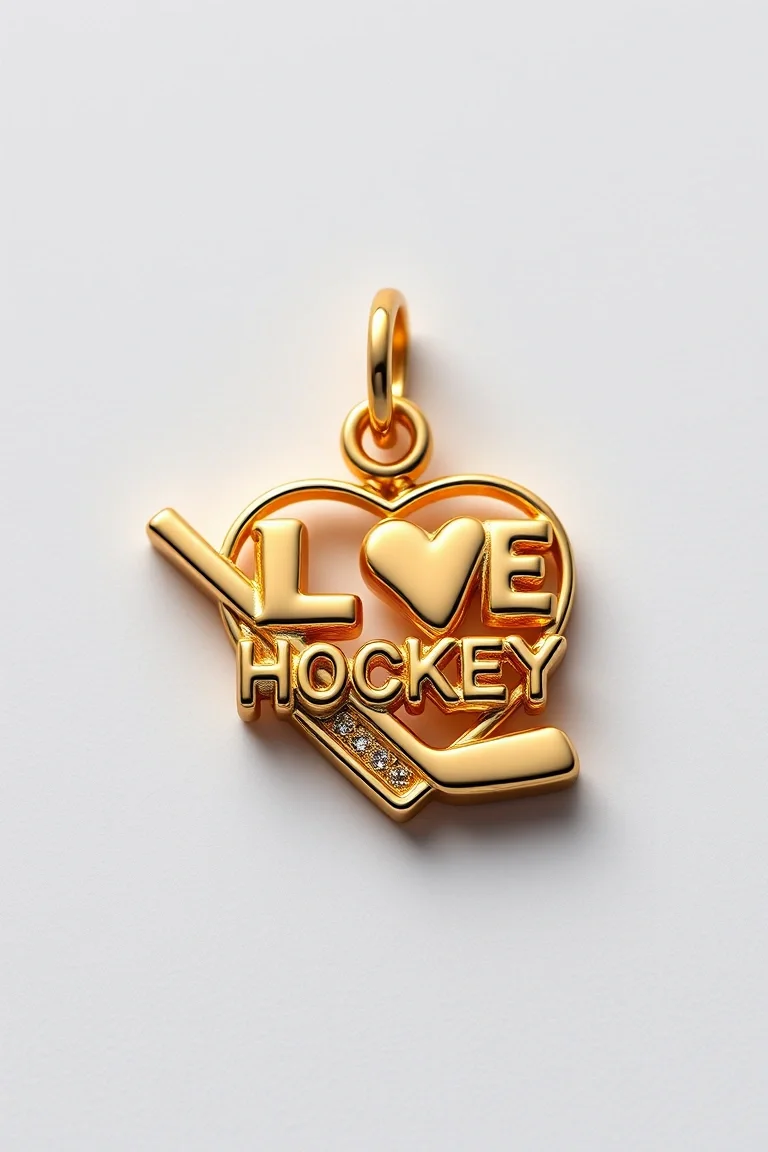 14K I Love Hockey Charm