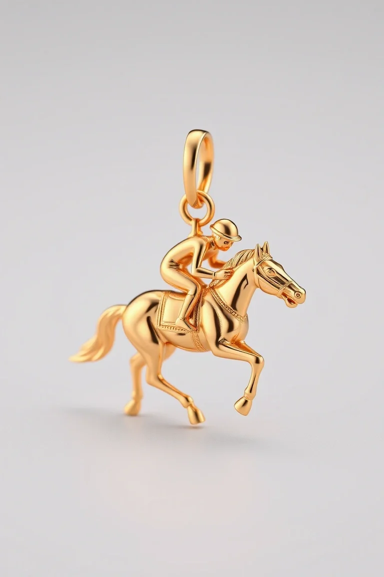 14K Jockey And Race Horse Charm