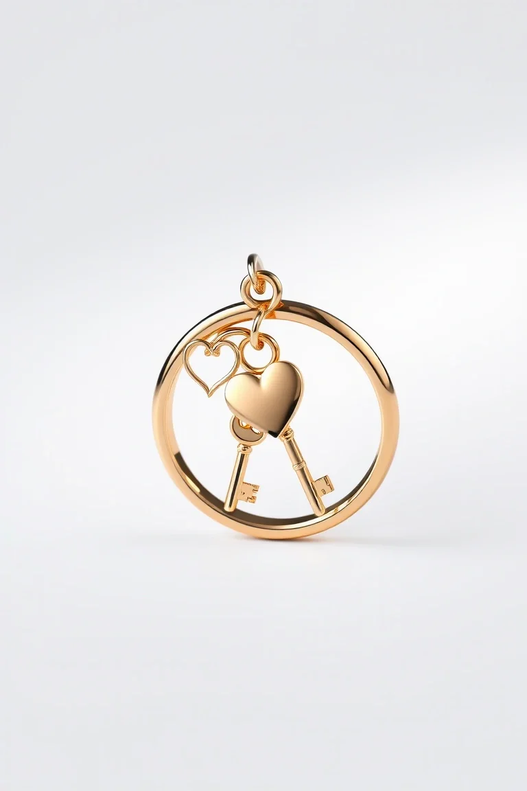 14K Keys On Ring Charm