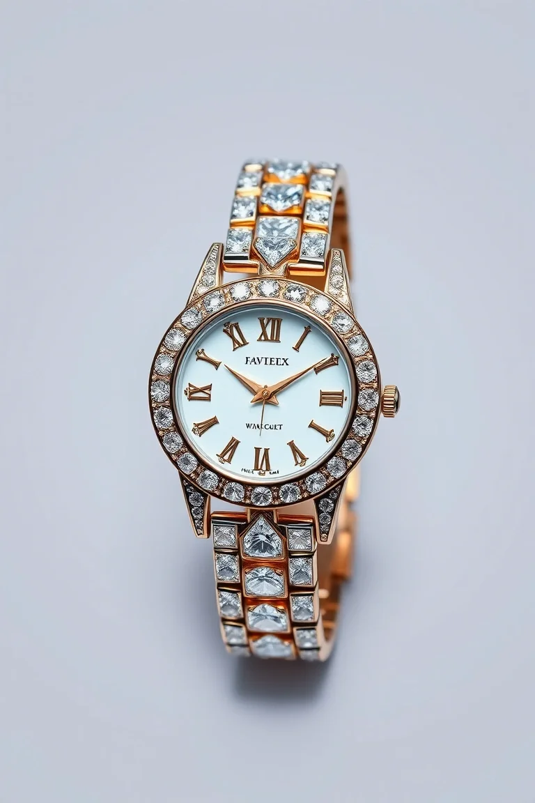 14K Ladies Diamond Cut Watch 7 In.