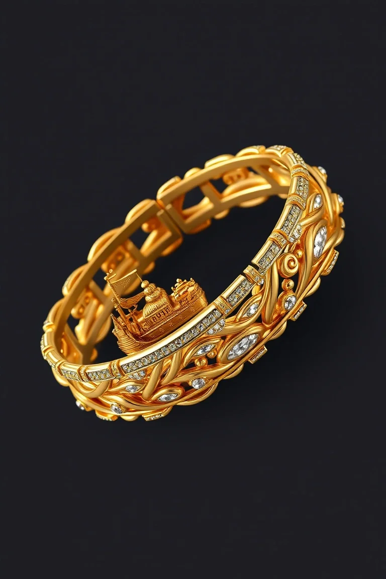 14K Large Noahs Ark Bracelet 7 In.