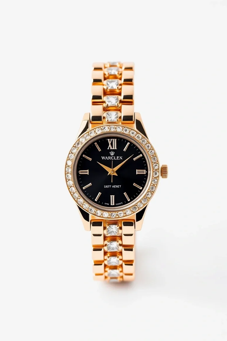 14K Lds Black Face Watch 7 In.