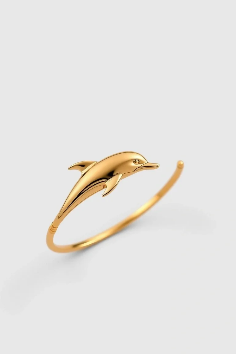 14K Leaping Dolphin Bracelet 7 In.
