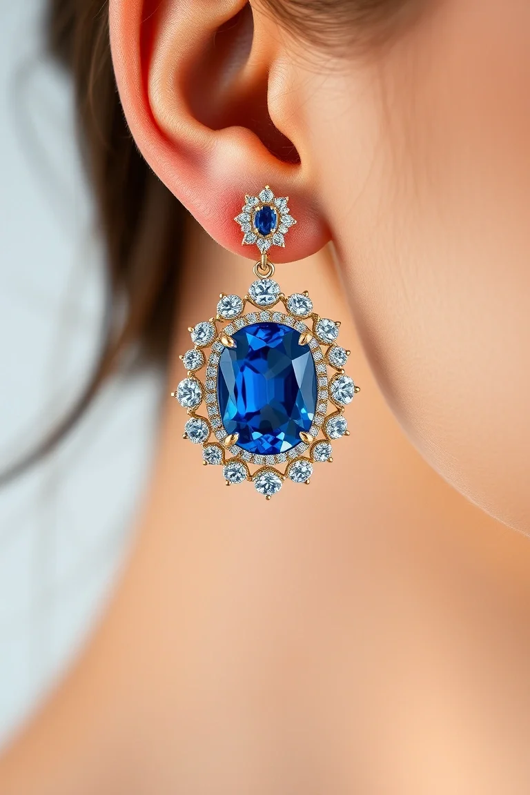 14K LEVER BACK SAPPHIRE EARRING